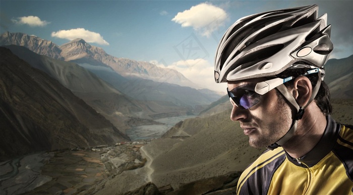 骑行运动员侧脸高清摄影