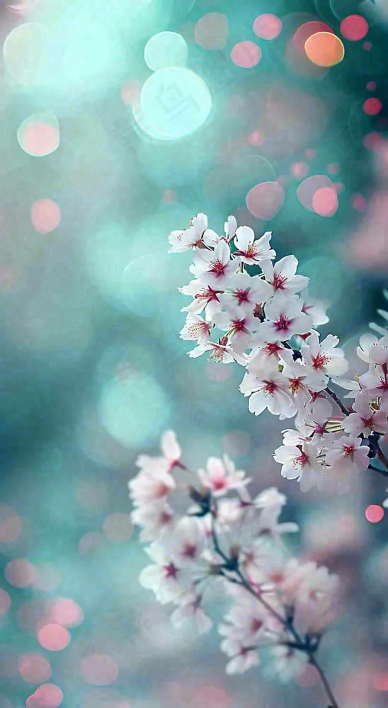春天枝条上开满花朵，春分摄影图(816x1488)