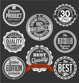 免抠黑白圆形标签