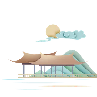 清明元素古风中式清明节山水画中国风绿色