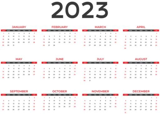 2023 年日历 PNG免抠(600x428)