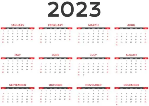 2023 年日历 PNG免抠(600x428)