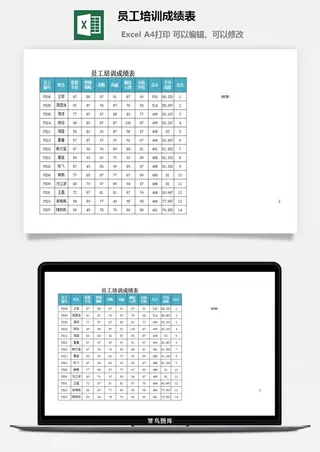 员工培训成绩表excel模板