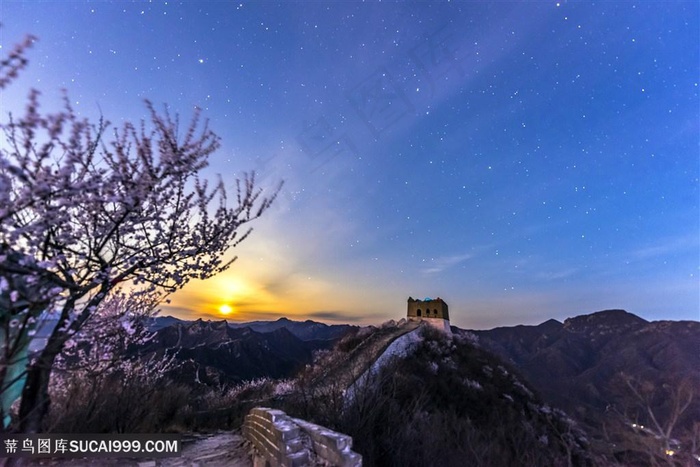 月落星出长城海报背景图