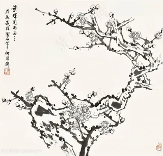 白雪石水墨梅花装饰画