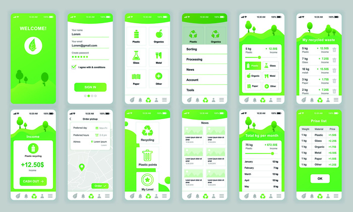 手机移动端整套APP交互UI界面套图作品集EPS矢量图设计素材eps,ai矢量模版下载