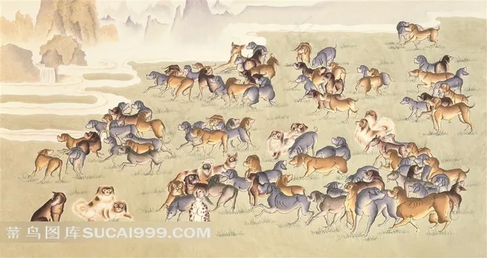 群狗绘画艺术设计图片