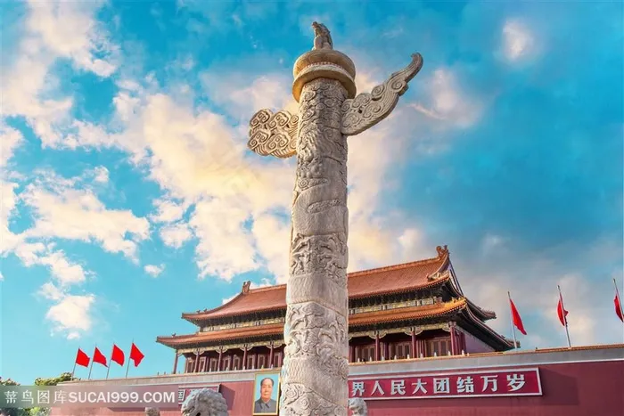 北京地标*汉白玉华表图片素材