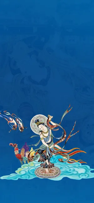 敦煌蓝色设计素材模板