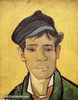 梵高戴帽子的男性人物油画图片世界名画