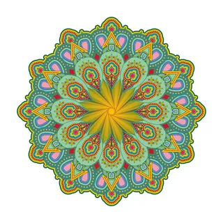 中国风古典民族风手绘曼陀罗花纹圆形插画AI矢量装饰图案PSD素材