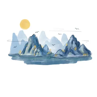 山水免扣素材装饰