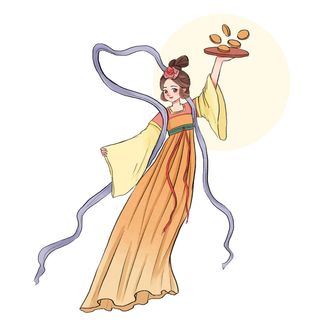 手绘国潮中国风古代敦煌神话飞天仙女美女古装人物插画PSD素材