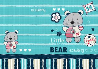 卡通小熊蓝色背景墙