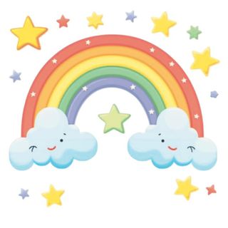 彩虹星星云朵免抠