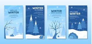 蓝色冬天矢量海报