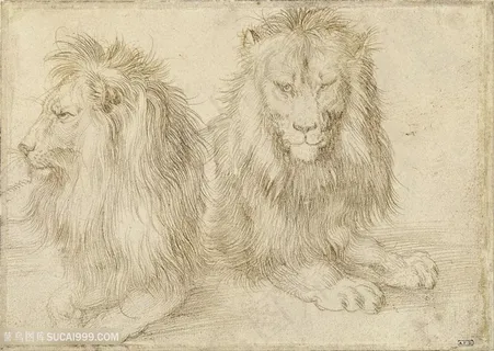 丢勒手绘狮子装饰画