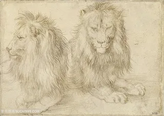 丢勒手绘狮子装饰画