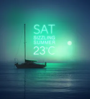 黑夜中的幻彩霓虹灯海报PSD分层素材