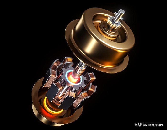 3D立体金属质感电机效果图