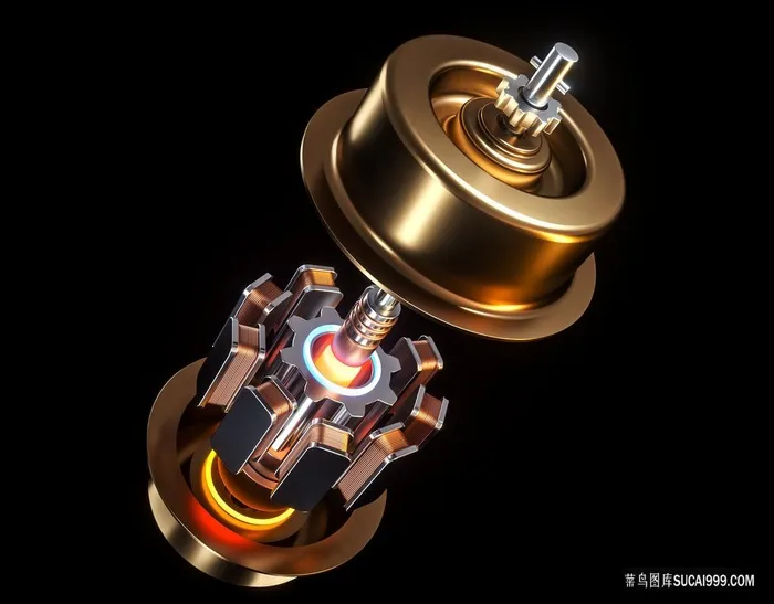 3D立体金属质感电机效果图