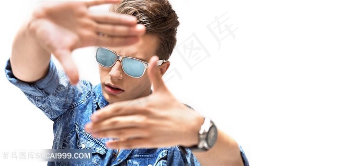 相框手势的时尚帅哥高清图片