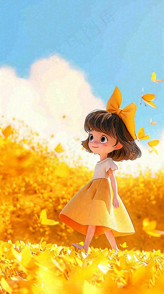 秋天女孩落叶秋叶上玩耍，儿童少女，秋分