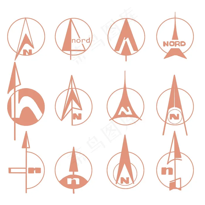 旅游规划景观设计指北针图标(1191x1191)psd模版下载