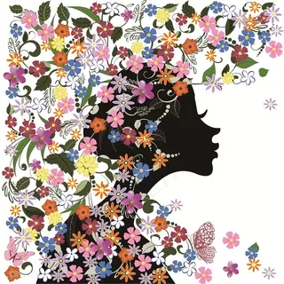 唯美花卉美女艺术插画