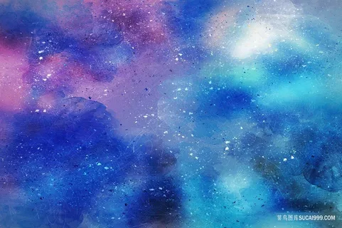 蓝色渐变抽象水彩溅射墨点背景