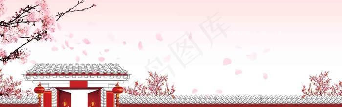 复古中国风古风国画建筑背景素材