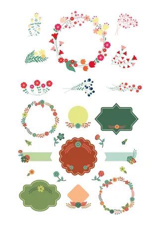 花朵 手绘 花边 画圈 花卉