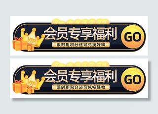 黑色简约会员专享福利弹窗会员享福利banner