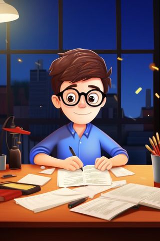 深夜男生书写简约背景