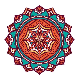 复古中式国潮风敦煌花纹装饰图案花卉藻井肌理圆形边框PSD素材