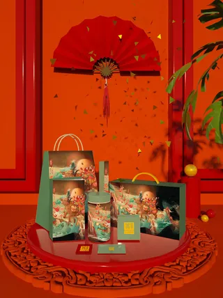 国潮风中式文创新年礼物包装智能样机