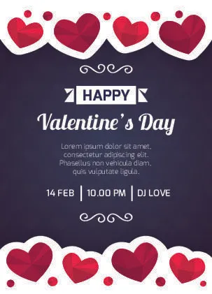 2.14情人节红心玫瑰背景eps,ai矢量模版下载