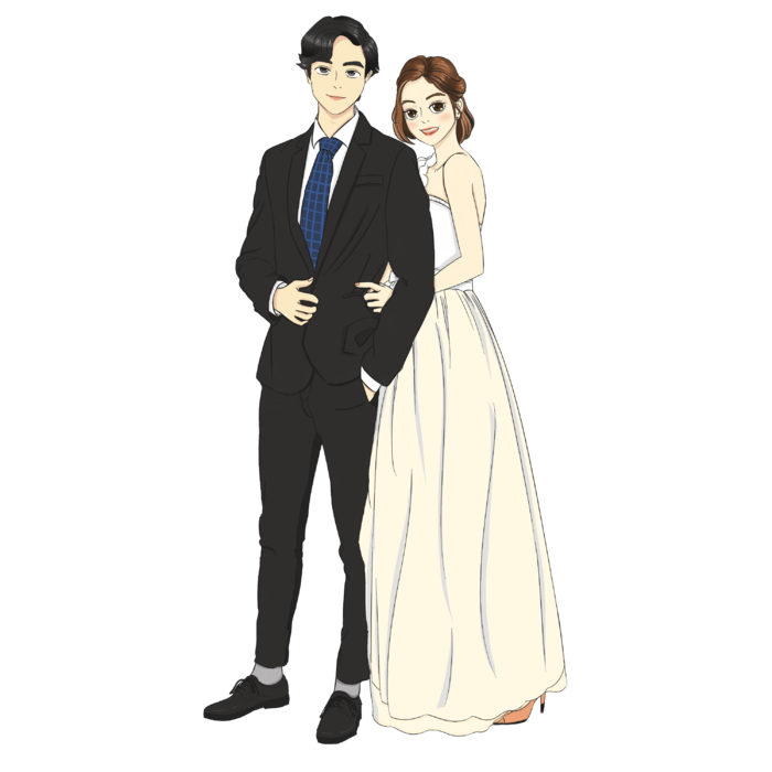 婚纱卡通人物婚礼白纱结婚婚纱摄影手绘