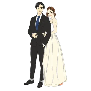 婚纱卡通人物婚礼白纱结婚婚纱摄影手绘