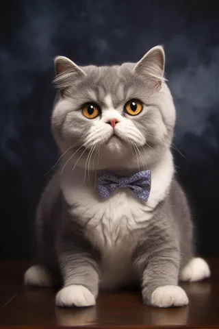 一只可爱的猫咪坐着桌子上摄影图