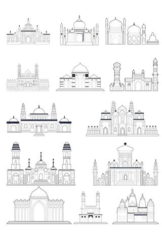 AI矢量欧式线条建筑