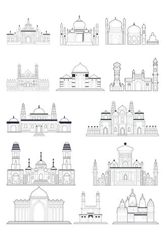 AI矢量欧式线条建筑