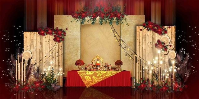 高级红色婚礼迎宾区