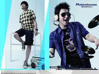 美特斯邦威的漂亮男模特图片素材-玩音乐和玩DJ的酷男