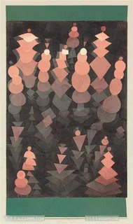 保罗克利手绘水彩树插画