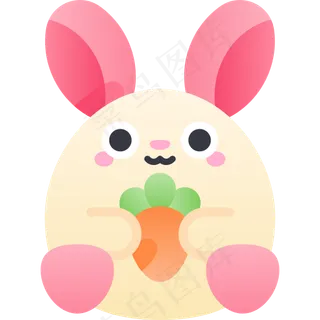 卡通兔子元素图标免扣