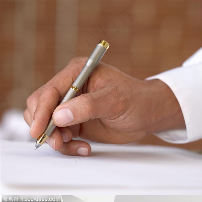 人物手势元素-手拿笔写字手势特写