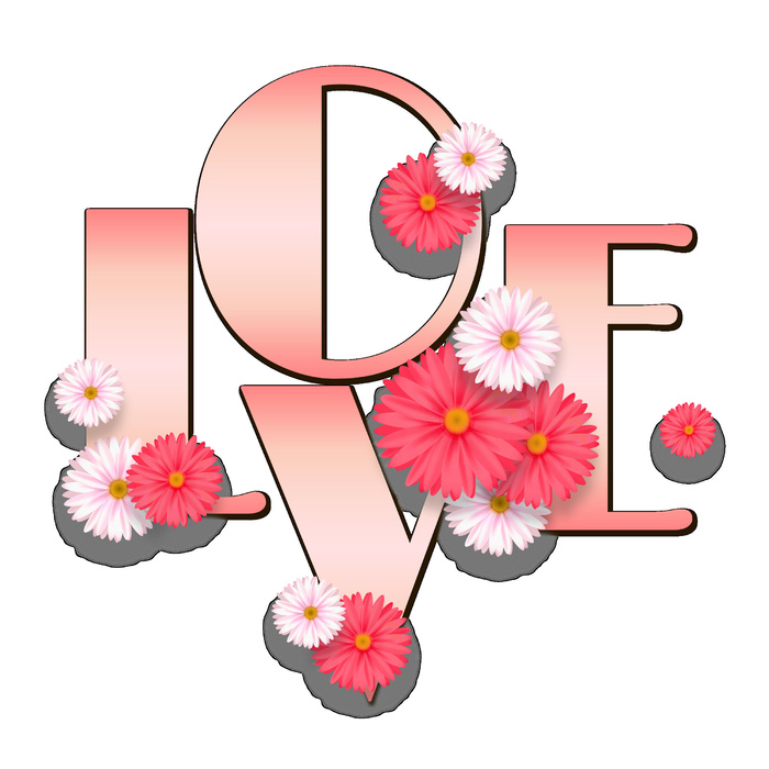 设计love字装饰情人节psd模版下载
