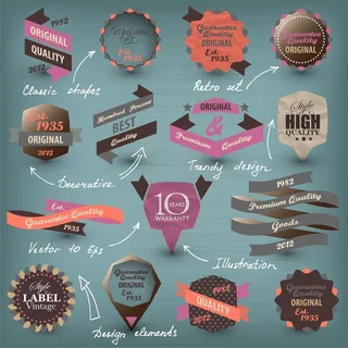 免抠复古标签矢量