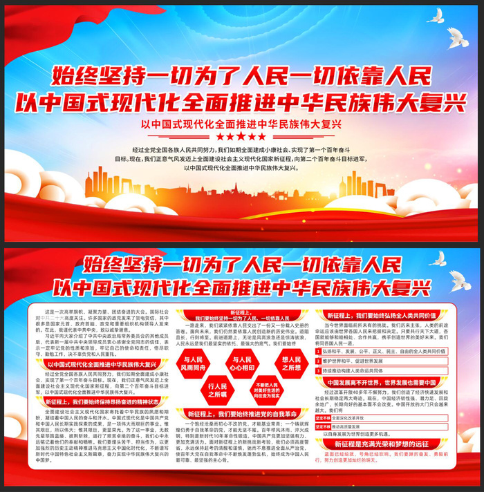 始终坚持一切为了人民一切依靠人民宣传展板psd模版下载